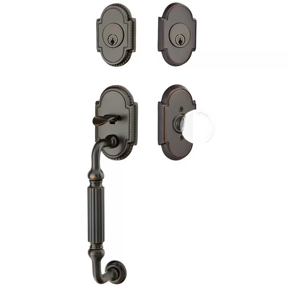 Emtek Knoxville Tubular Entryset Sectional with Bristol Glass Knob