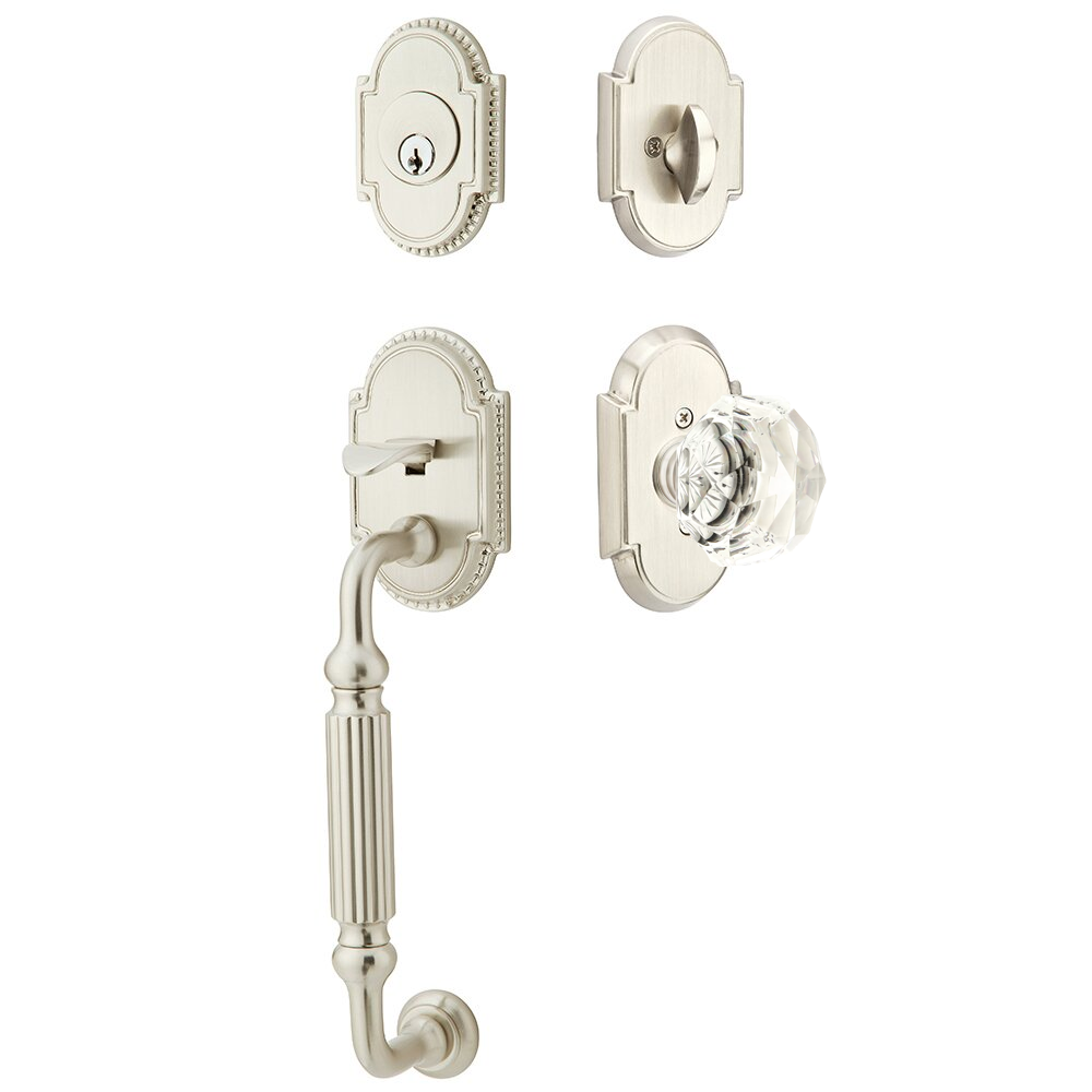 Emtek Knoxville Tubular Entryset Sectional with Diamond Glass Knob