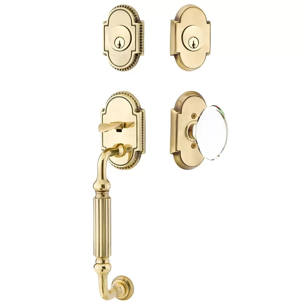 Emtek Knoxville Tubular Entryset Sectional with Hampton Glass Knob