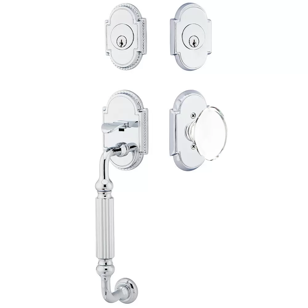 Emtek Knoxville Tubular Entryset Sectional with Hampton Glass Knob