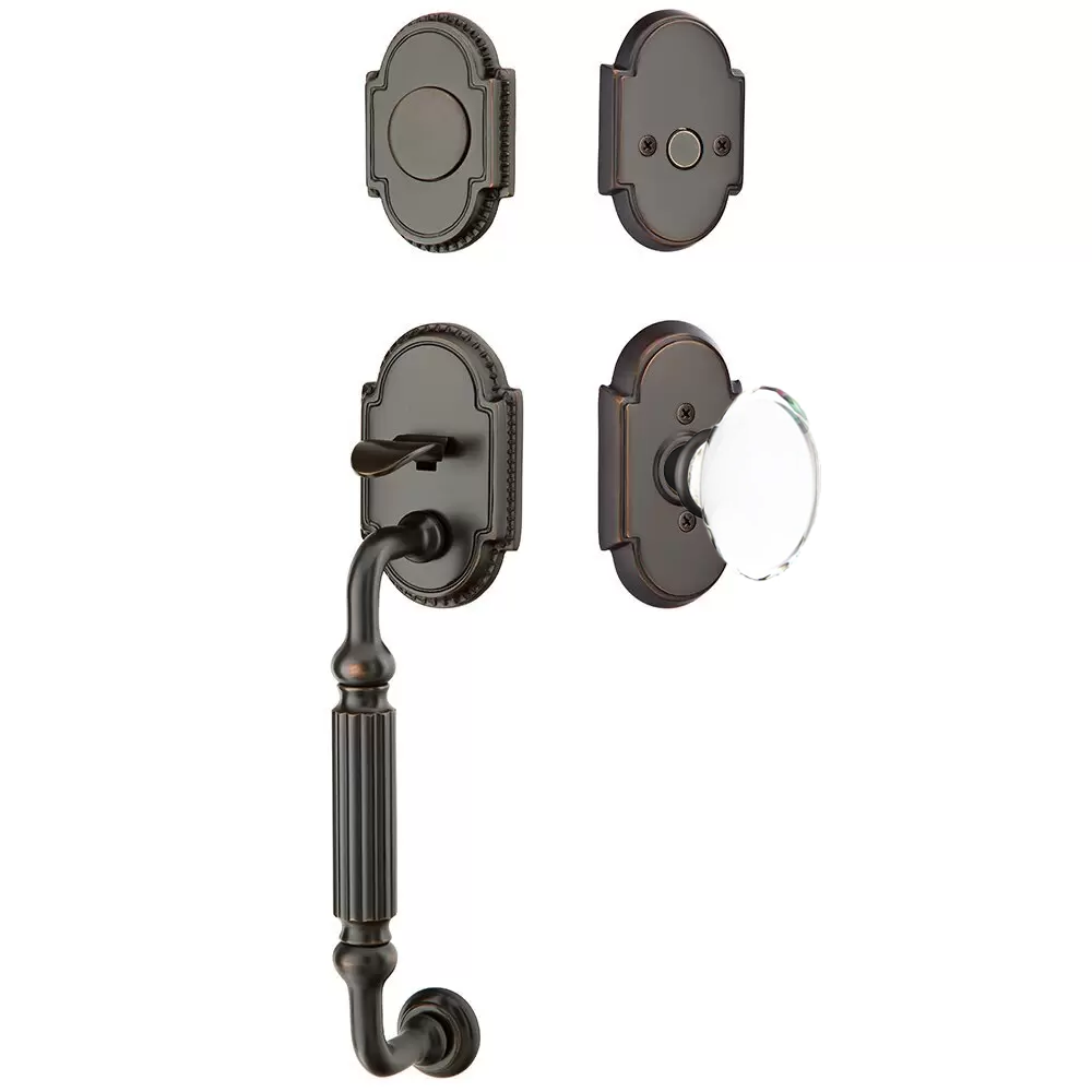 Emtek Knoxville Tubular Entryset Sectional with Hampton Glass Knob