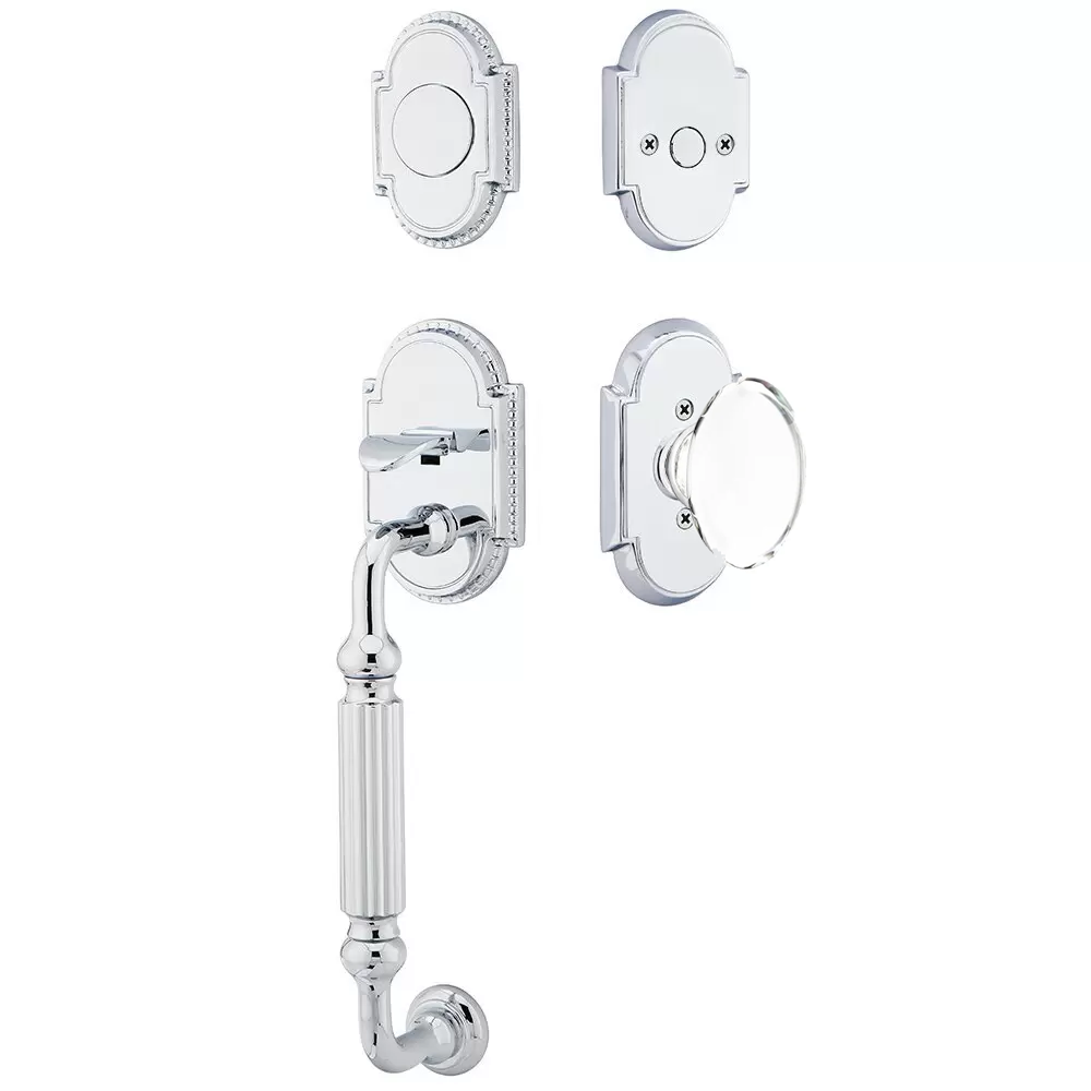 Emtek Knoxville Tubular Entryset Sectional with Hampton Glass Knob