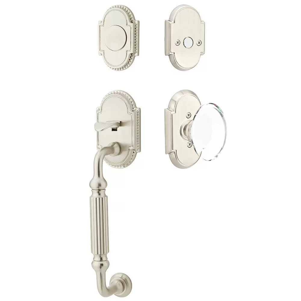 Emtek Knoxville Tubular Entryset Sectional with Hampton Glass Knob