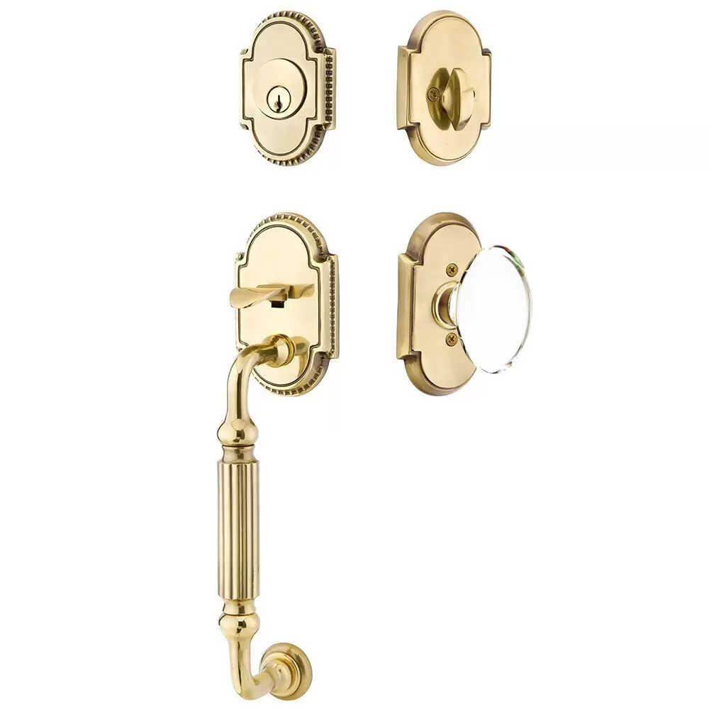 Emtek Knoxville Tubular Entryset Sectional with Hampton Glass Knob