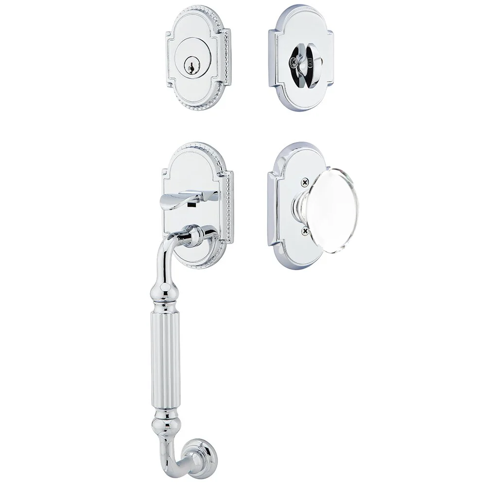 Emtek Knoxville Tubular Entryset Sectional with Hampton Glass Knob