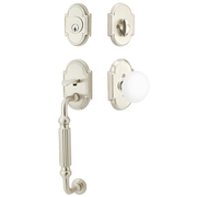Emtek Knoxville Tubular Entryset Sectional with Ice White Porcelain Knob