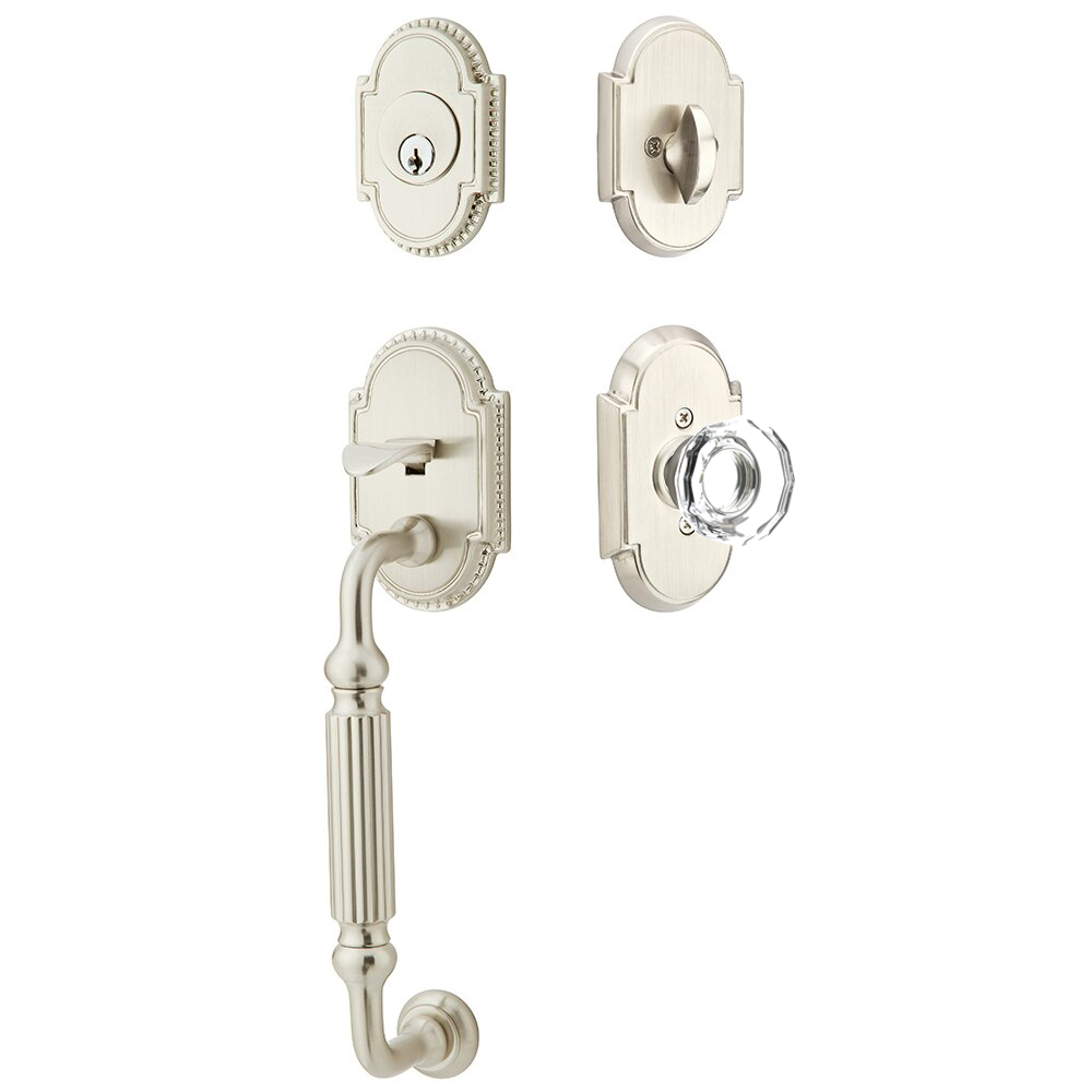 Emtek Knoxville Tubular Entryset Sectional with Lowell Glass Knob