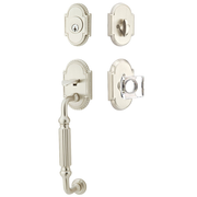 Emtek Knoxville Tubular Entryset Sectional with Modern Square Glass Knob