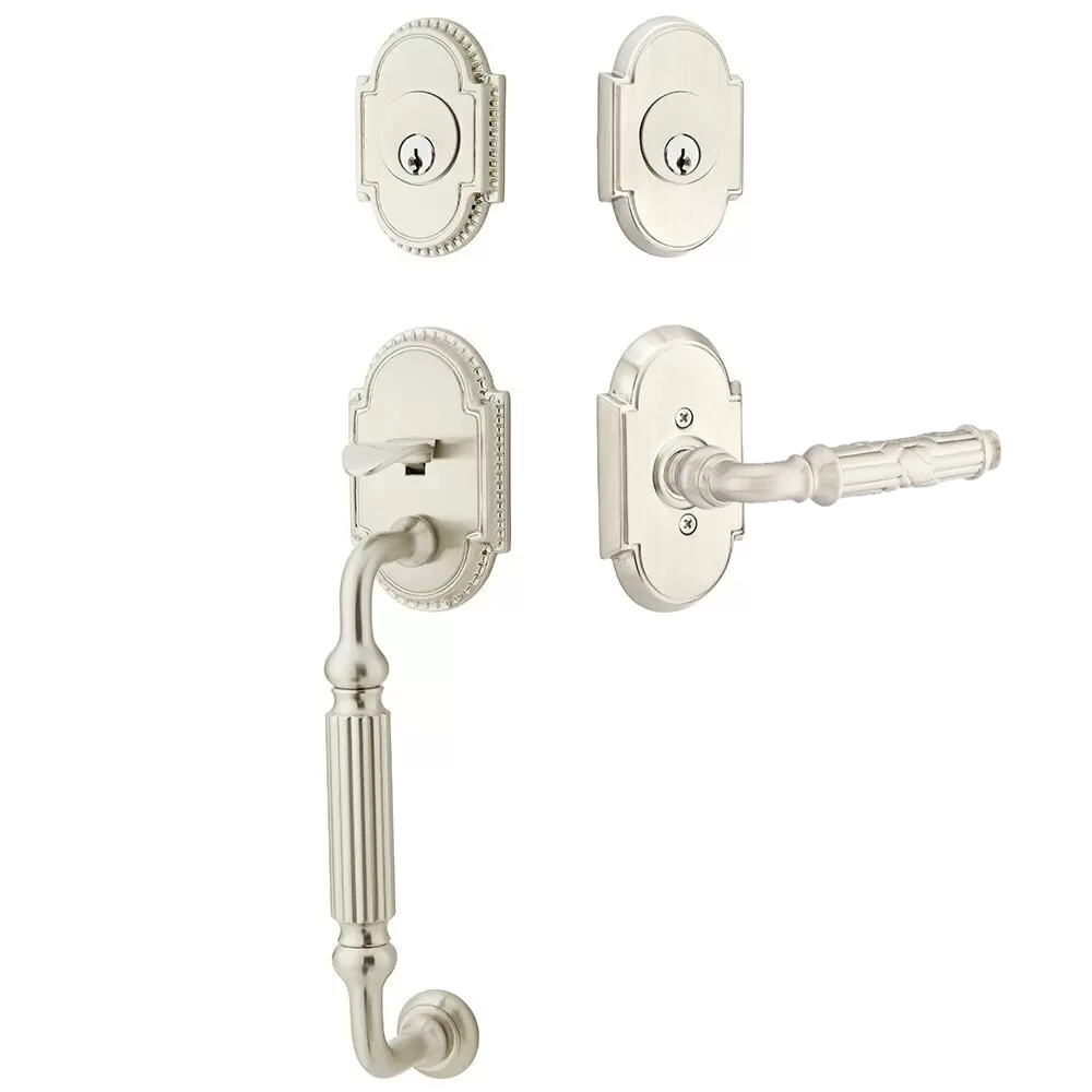 Emtek Knoxville Tubular Entryset Sectional with Ribbon & Reed Lever