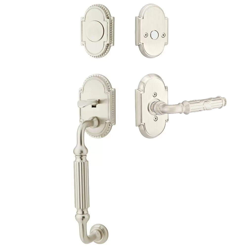 Emtek Knoxville Tubular Entryset Sectional with Ribbon & Reed Lever