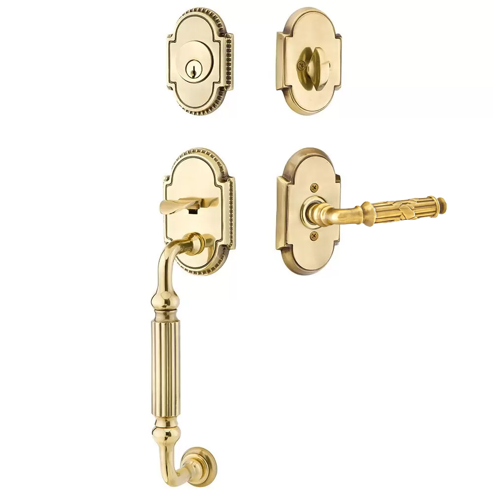 Emtek Knoxville Tubular Entryset Sectional with Ribbon & Reed Lever