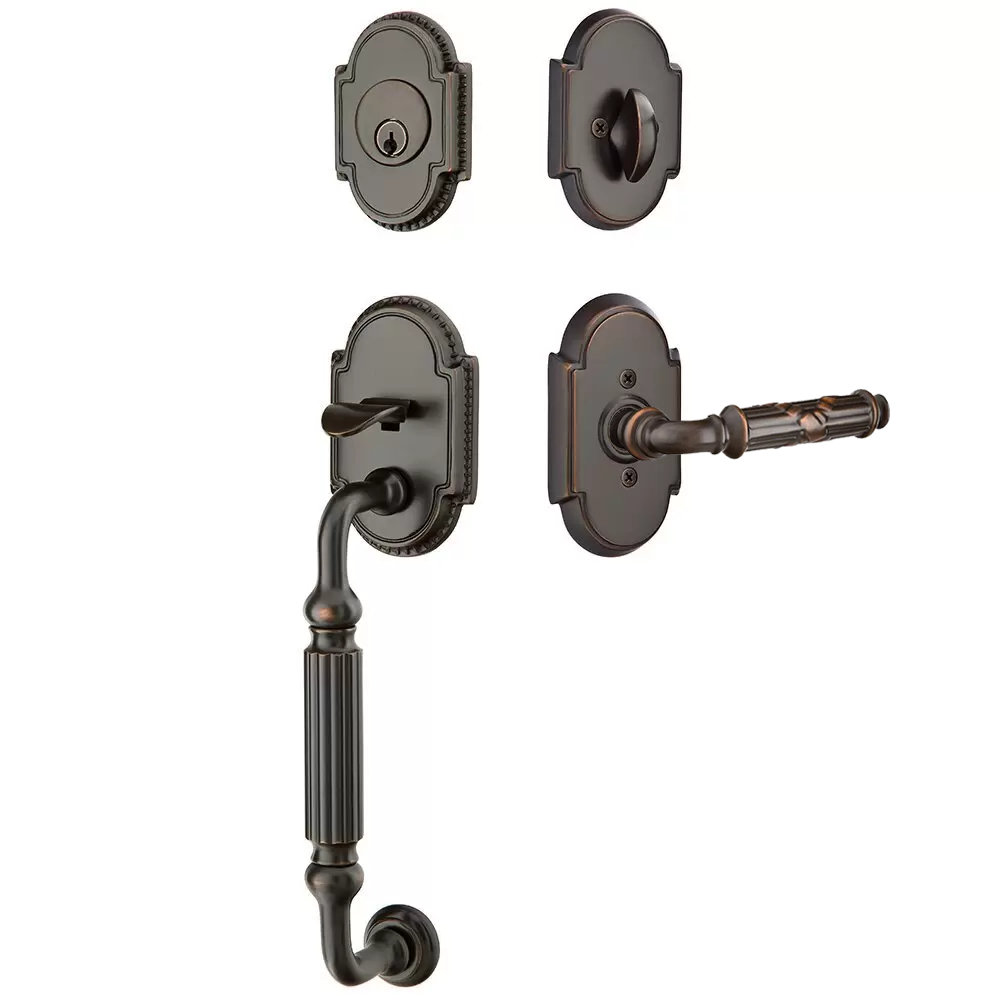 Emtek Knoxville Tubular Entryset Sectional with Ribbon & Reed Lever