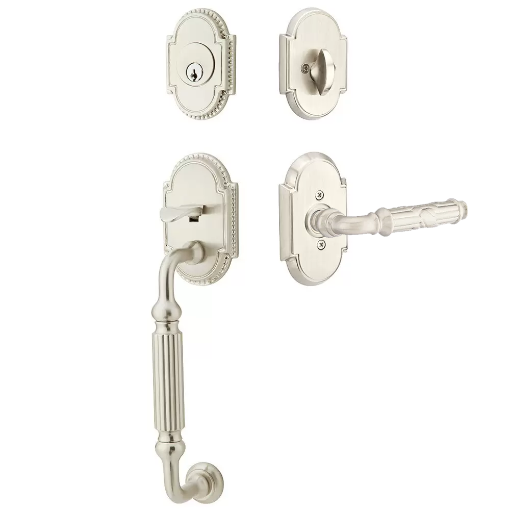 Emtek Knoxville Tubular Entryset Sectional with Ribbon & Reed Lever