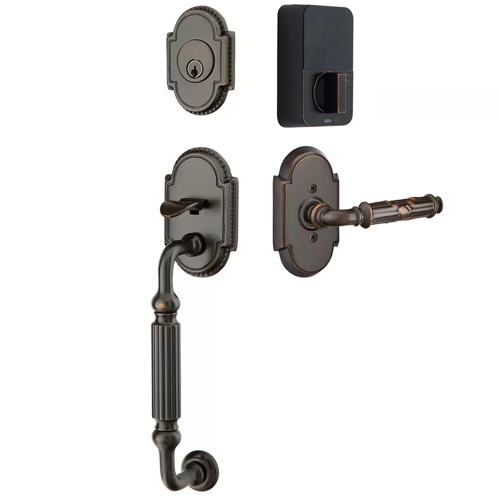 Emtek Knoxville Tubular Entryset Sectional with Ribbon & Reed Lever