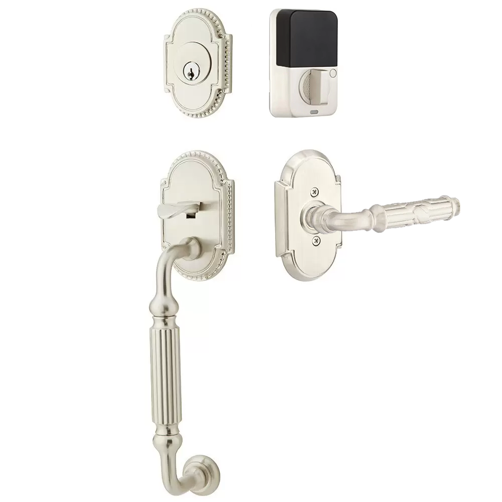 Emtek Knoxville Tubular Entryset Sectional with Ribbon & Reed Lever