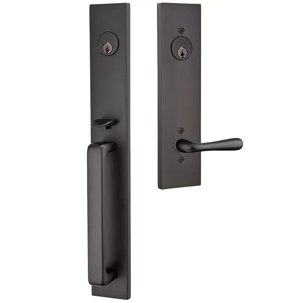 Emtek Lausanne Tubular Entryset Full Length with Basel Lever