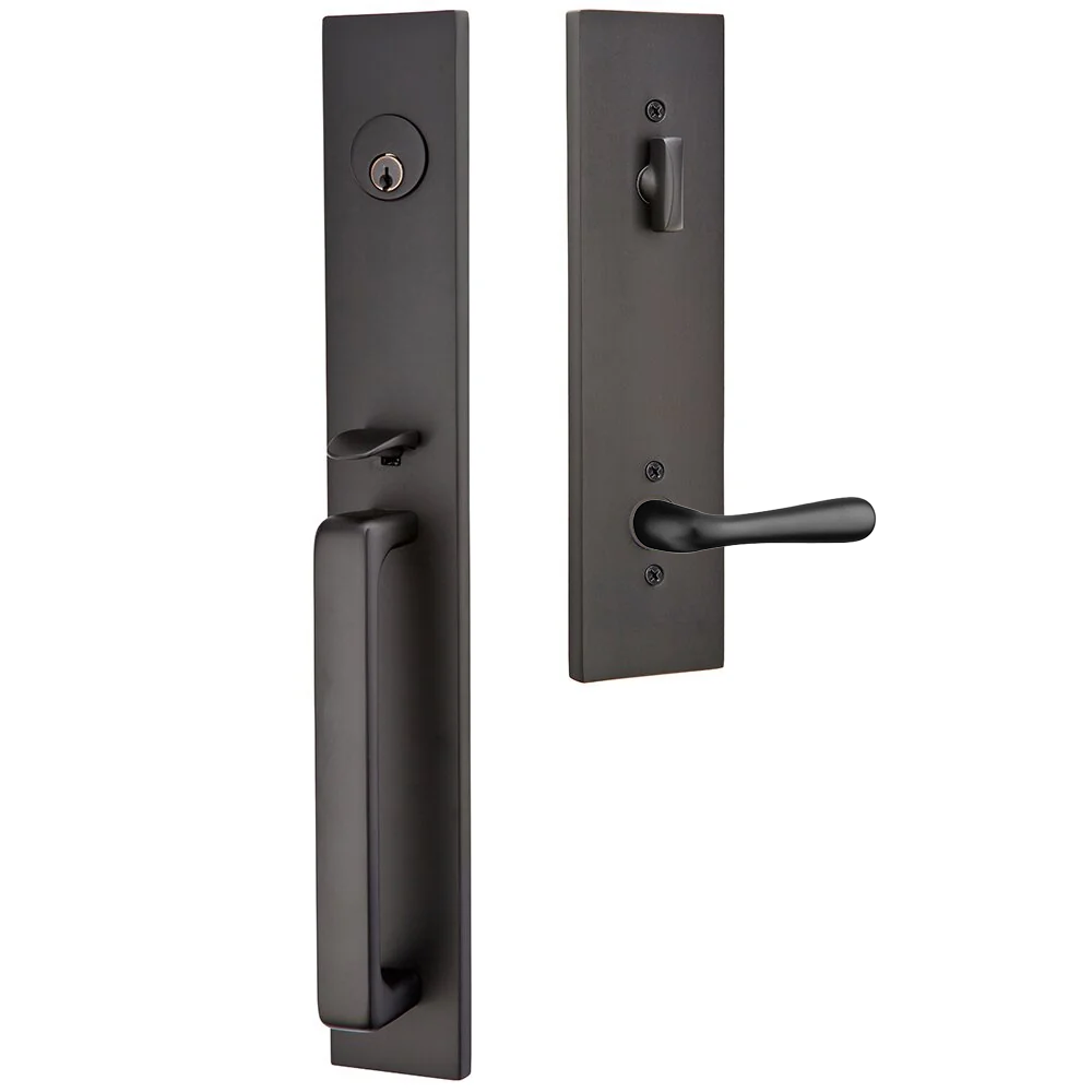 Emtek Lausanne Tubular Entryset Full Length with Basel Lever