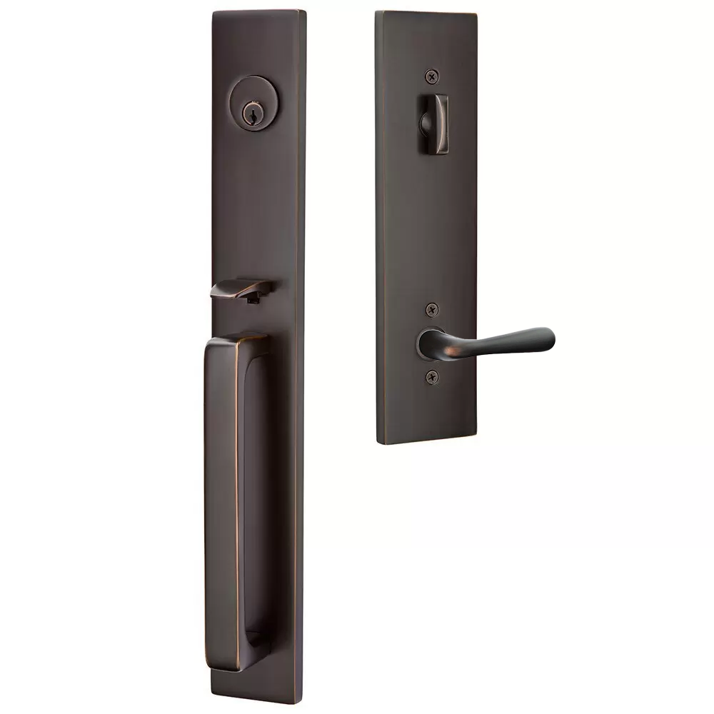 Emtek Melrose Tubular Entryset Full Length with Stuttgart Lever