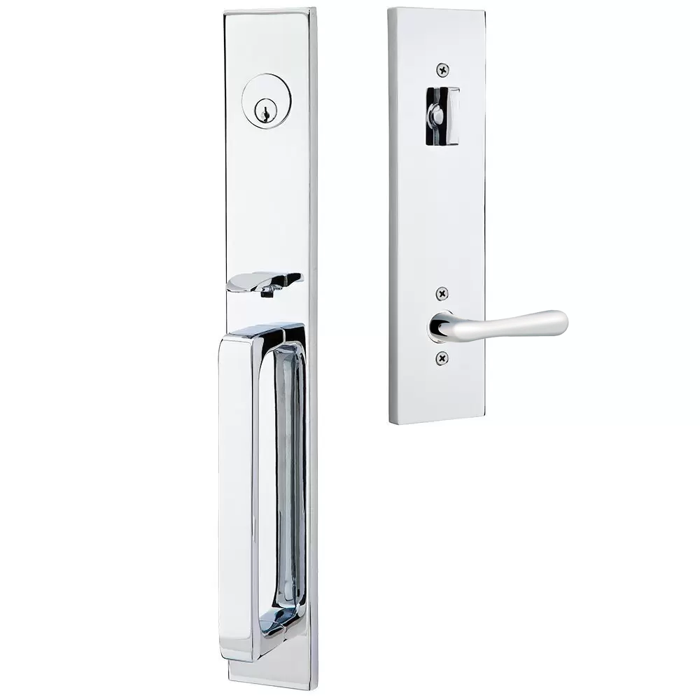 Emtek Lausanne Tubular Entryset Full Length with Basel Lever