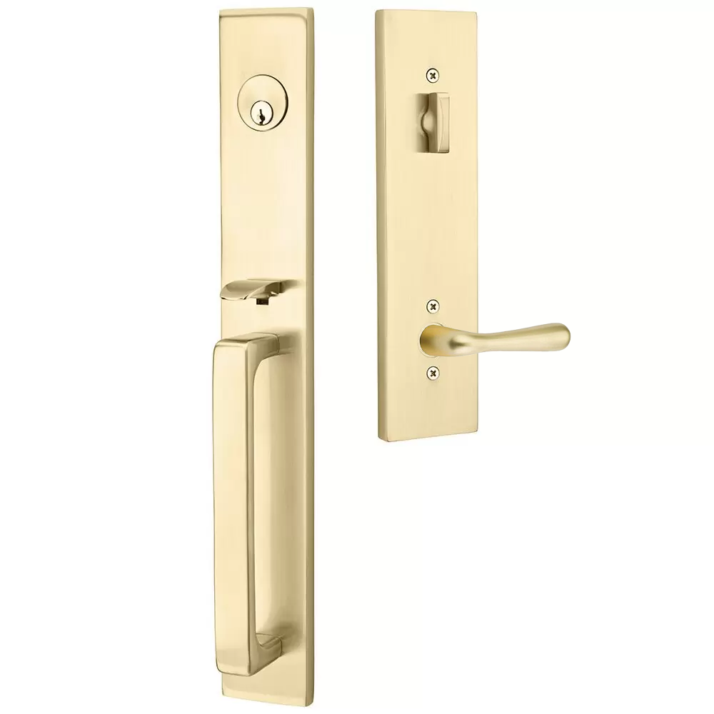 Emtek Lausanne Tubular Entryset Full Length with Basel Lever