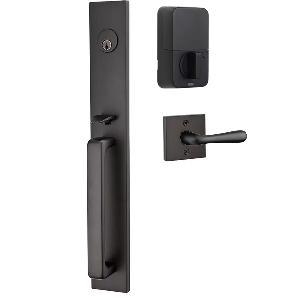 Emtek Lausanne Tubular Entryset Full Length with Basel Lever