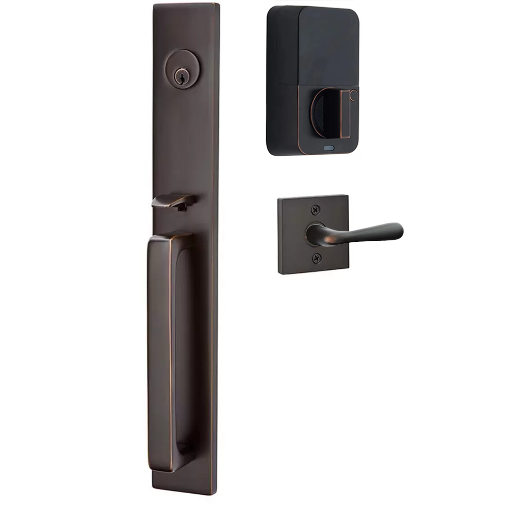 Emtek Lausanne Tubular Entryset Full Length with Basel Lever