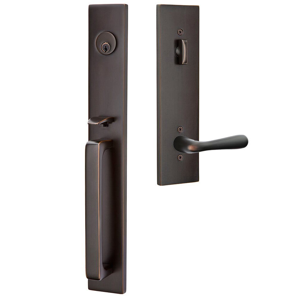 Emtek Lausanne Tubular Entryset Full Length with Basel Lever