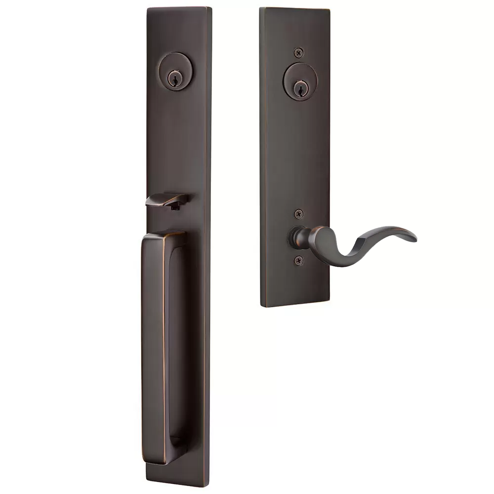 Emtek Lausanne Tubular Entryset Full Length with Cortina Lever