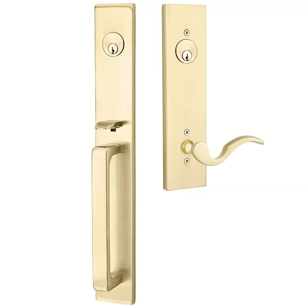 Emtek Lausanne Tubular Entryset Full Length with Cortina Lever