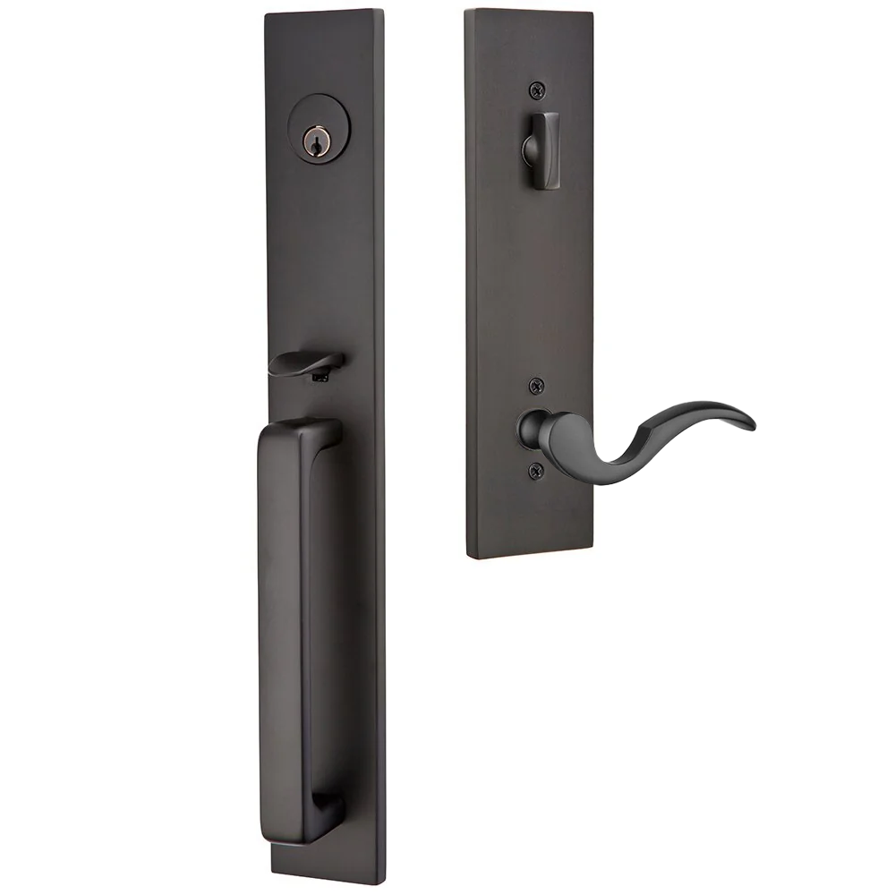 Emtek Lausanne Tubular Entryset Full Length with Cortina Lever