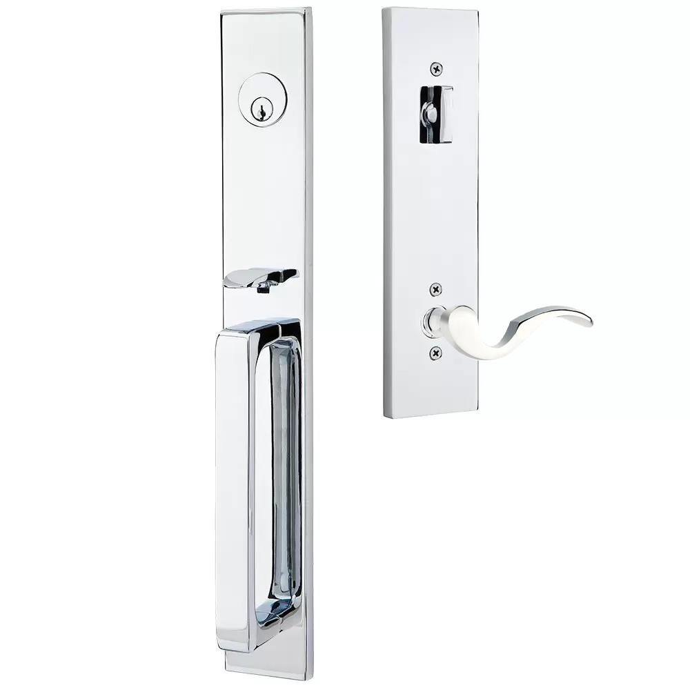 Emtek Lausanne Tubular Entryset Full Length with Cortina Lever