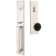 Emtek Lausanne Tubular Entryset Full Length with Ebony Porcelain Knob