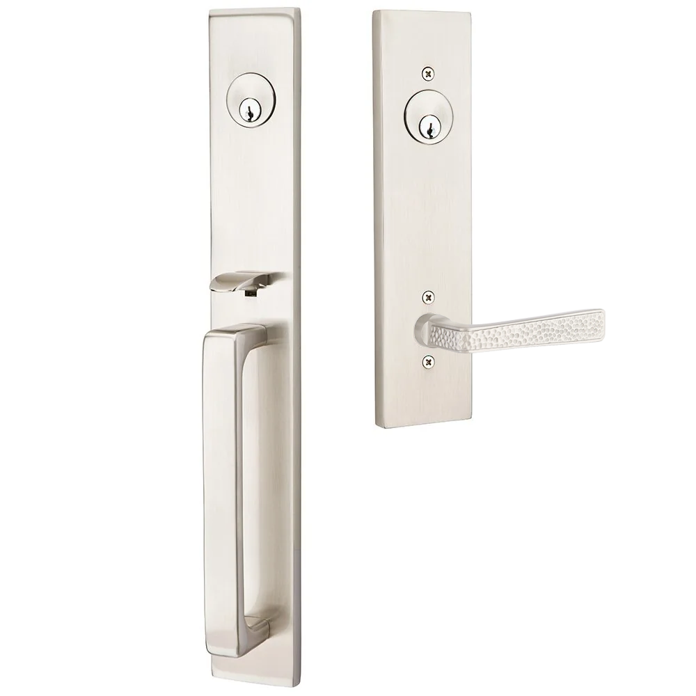 Emtek Lausanne Tubular Entryset Full Length with Hammered Lever