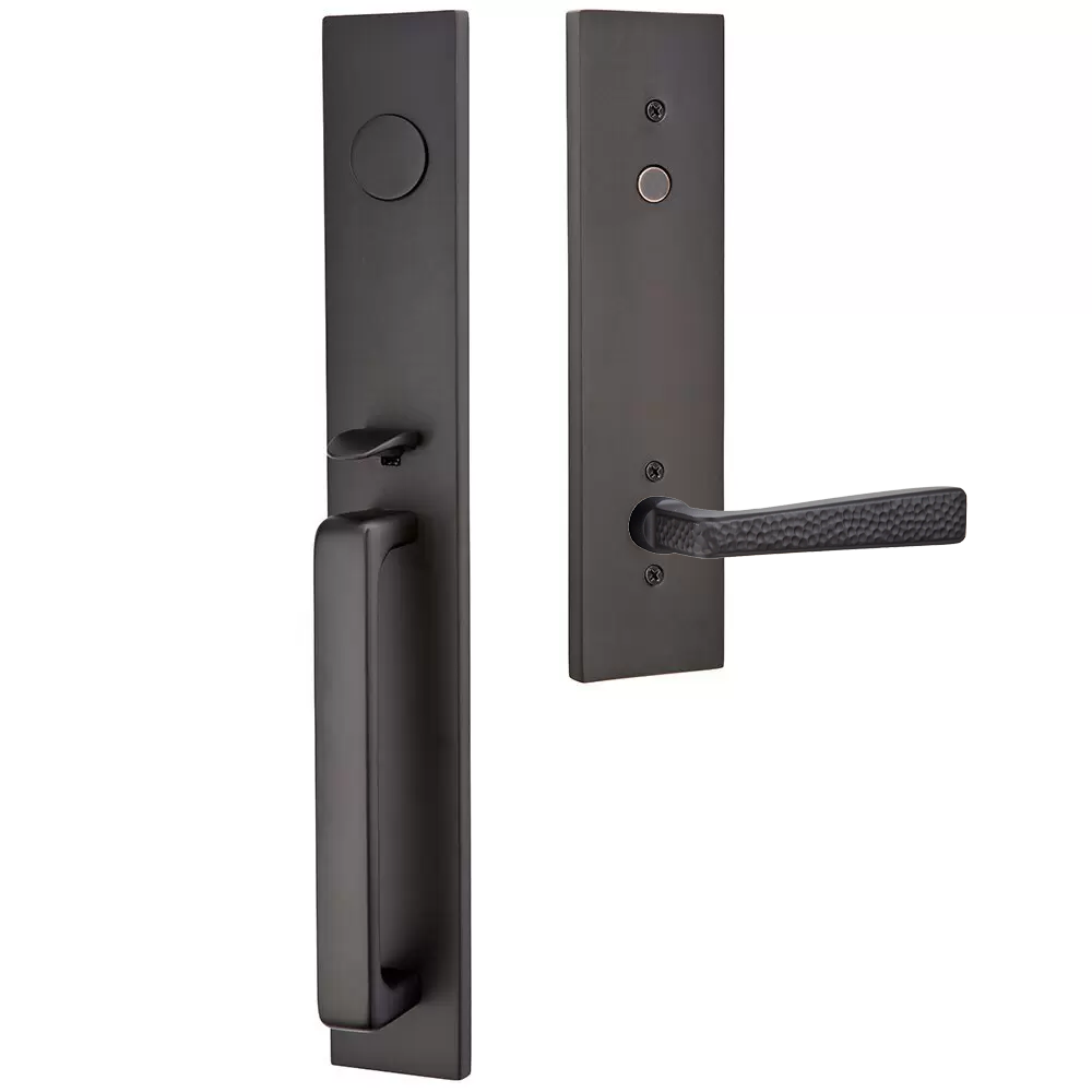 Emtek Lausanne Tubular Entryset Full Length with Hammered Lever