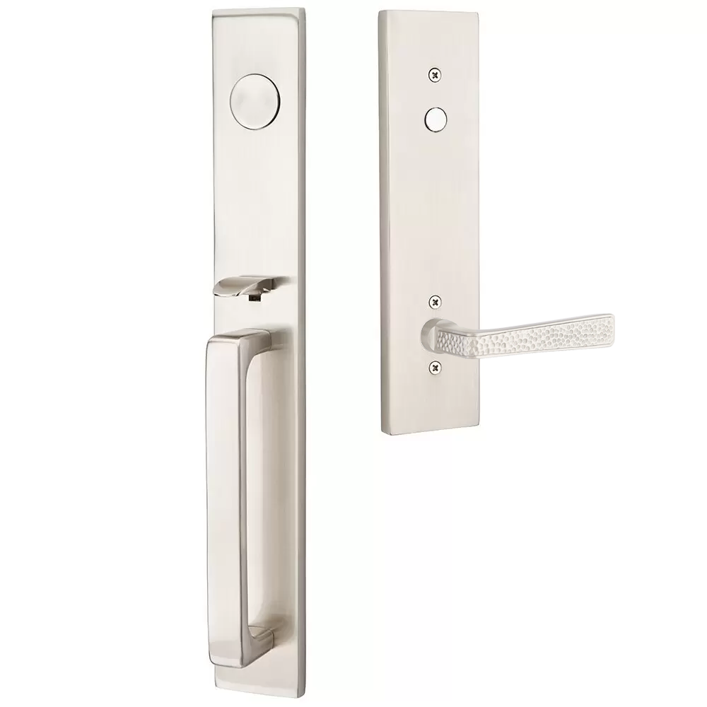 Emtek Lausanne Tubular Entryset Full Length with Hammered Lever