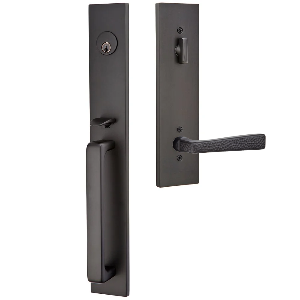 Emtek Lausanne Tubular Entryset Full Length with Hammered Lever