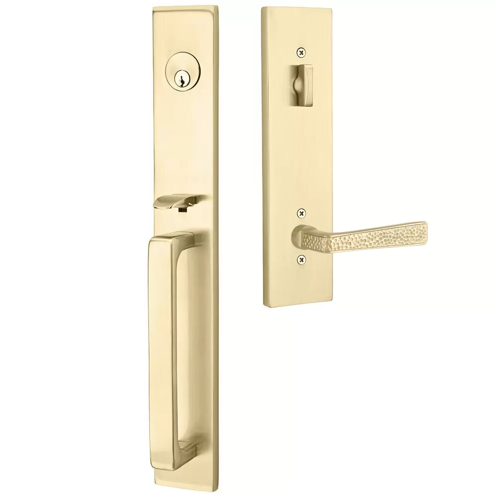 Emtek Lausanne Tubular Entryset Full Length with Hammered Lever