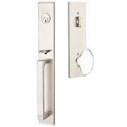 Emtek Lausanne Tubular Entryset Full Length with Hampton Glass Knob