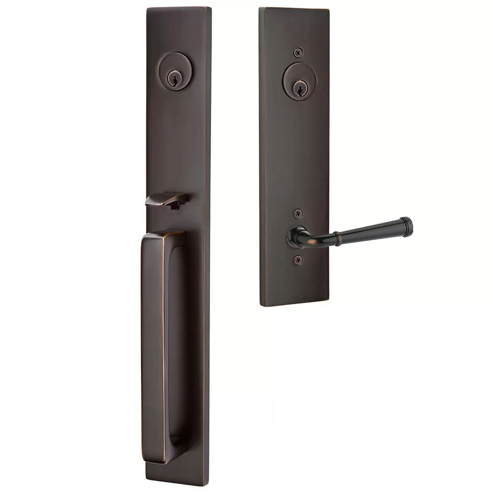 Emtek Lausanne Tubular Entryset Full Length with Merrimack Lever