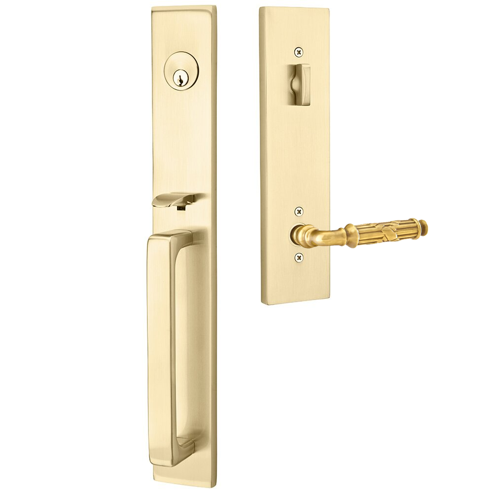 Emtek Lausanne Tubular Entryset Full Length with Ribbon & Reed Lever