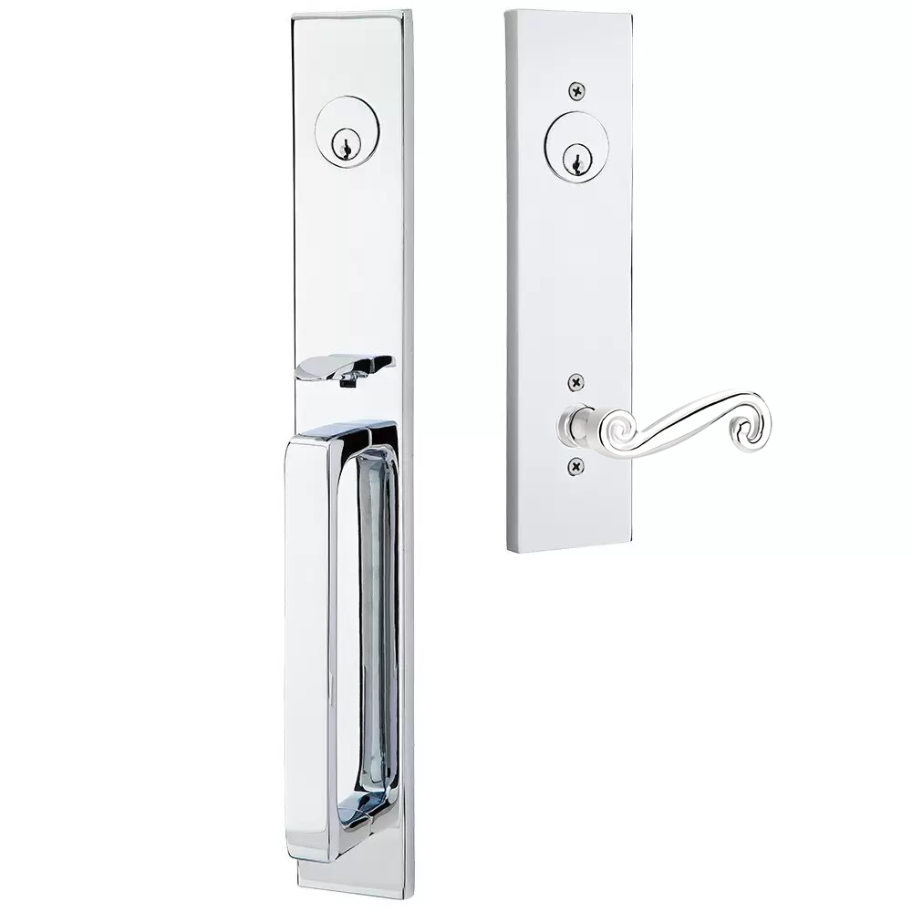 Emtek Lausanne Tubular Entryset Full Length with Rustic Lever