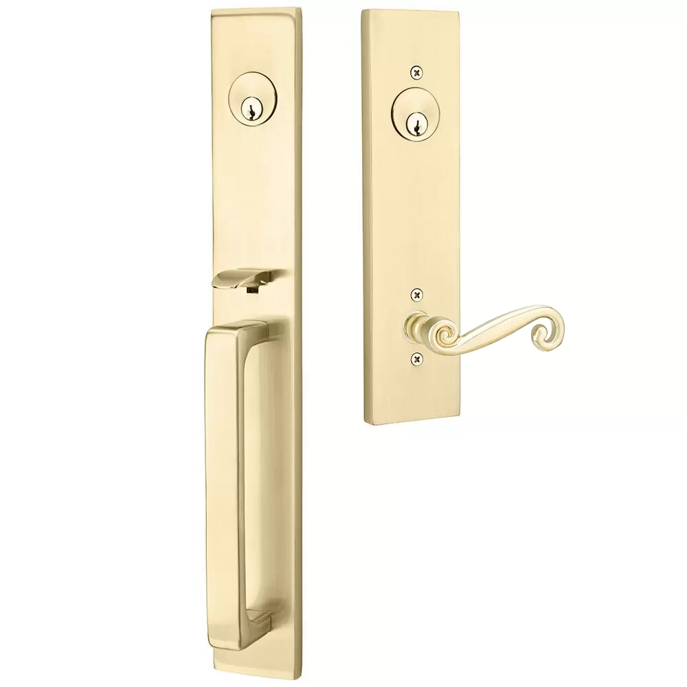 Emtek Lausanne Tubular Entryset Full Length with Rustic Lever