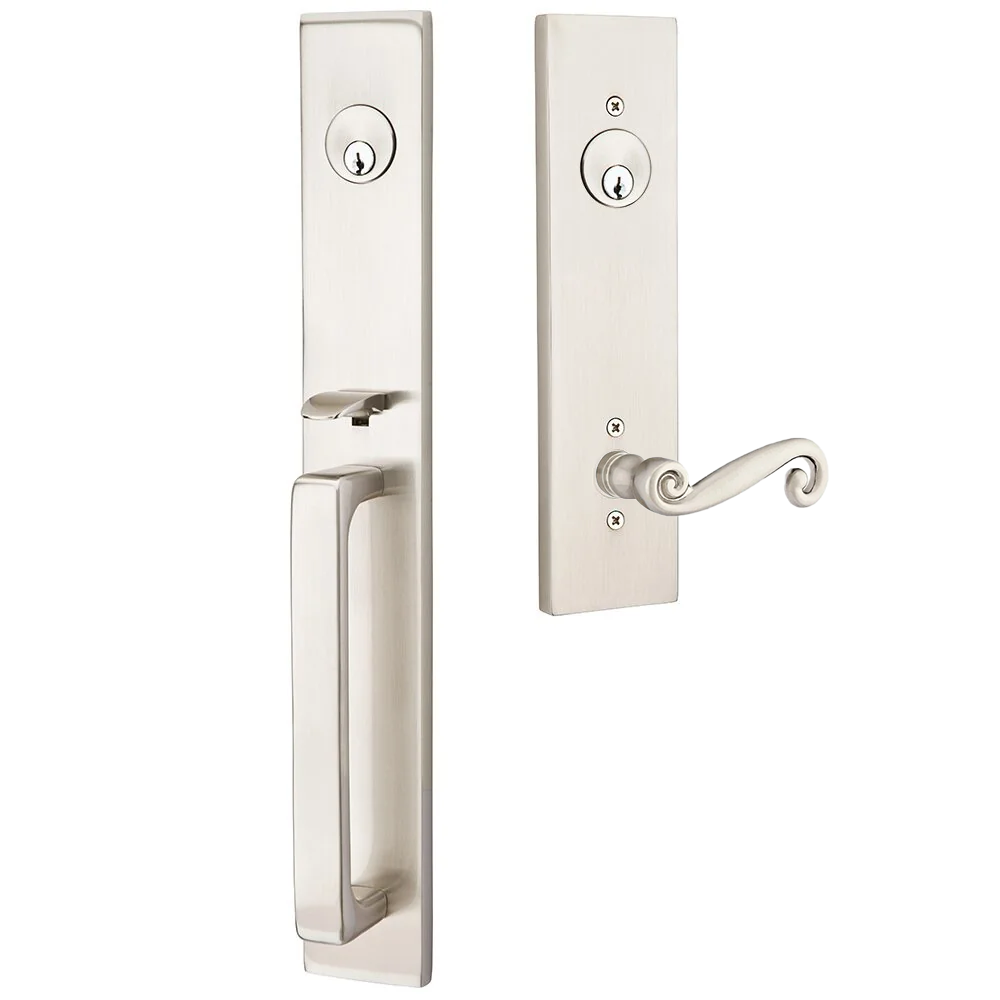 Emtek Lausanne Tubular Entryset Full Length with Rustic Lever