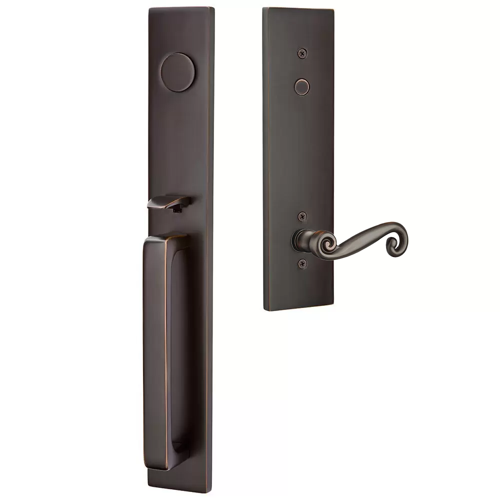 Emtek Lausanne Tubular Entryset Full Length with Rustic Lever