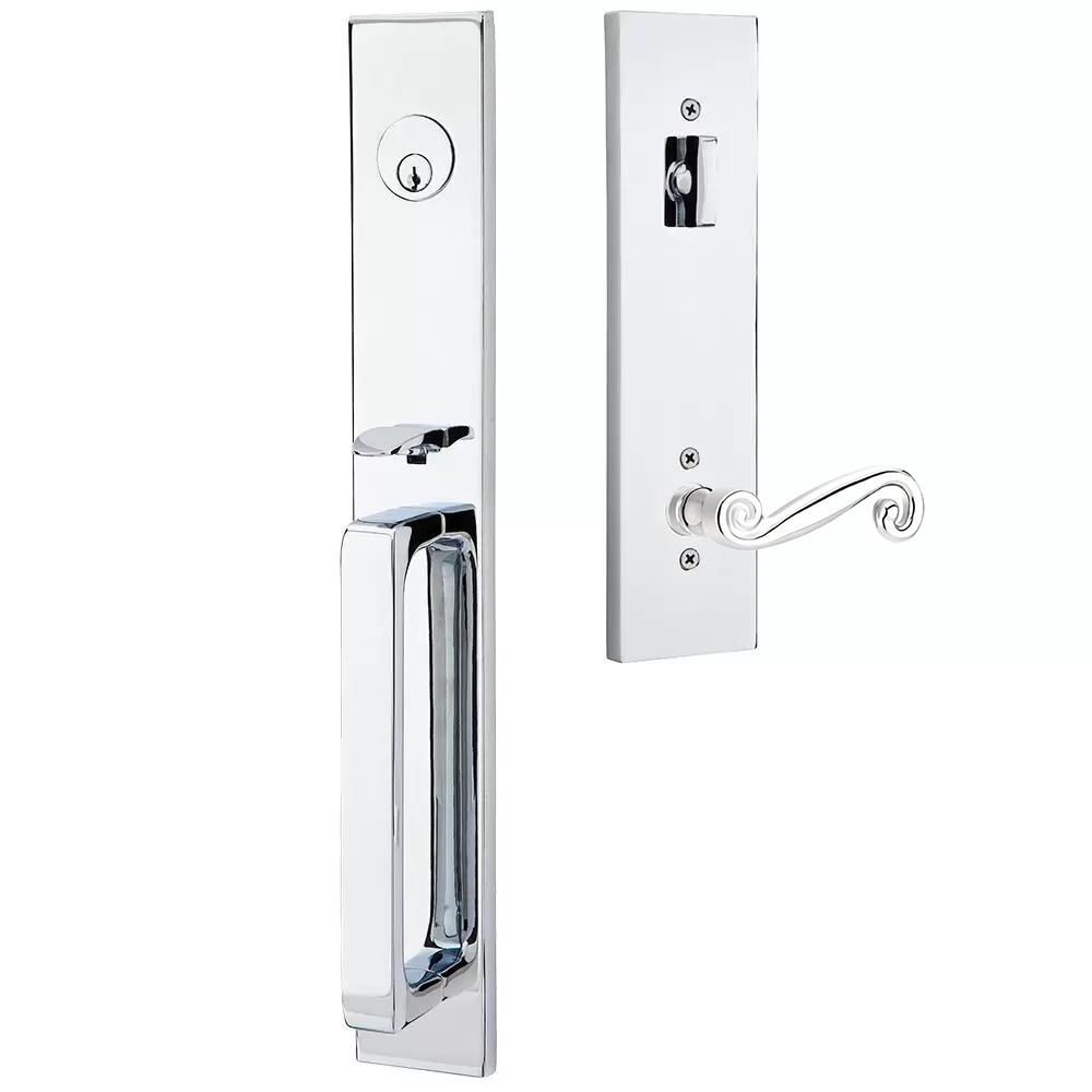 Emtek Lausanne Tubular Entryset Full Length with Rustic Lever