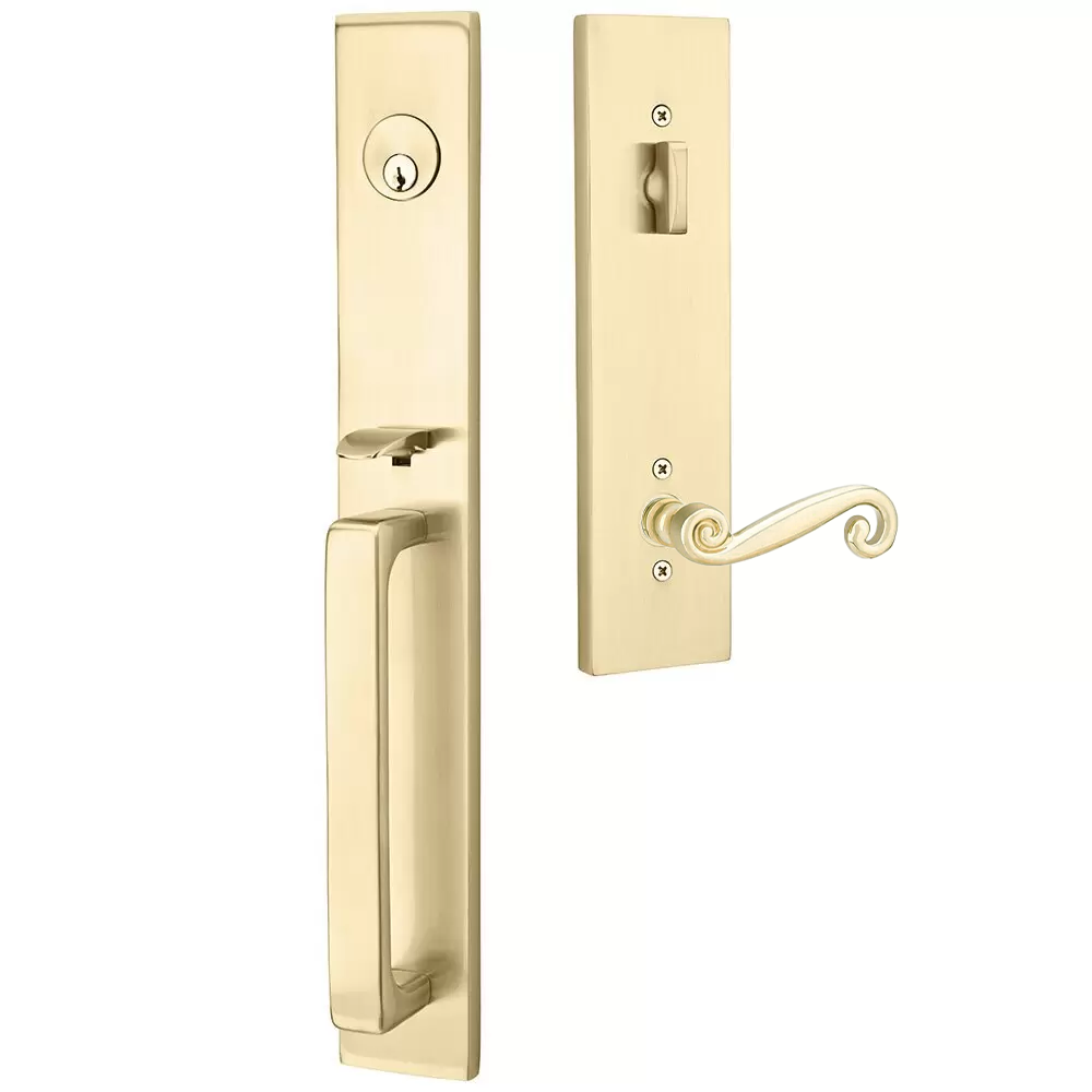 Emtek Lausanne Tubular Entryset Full Length with Rustic Lever