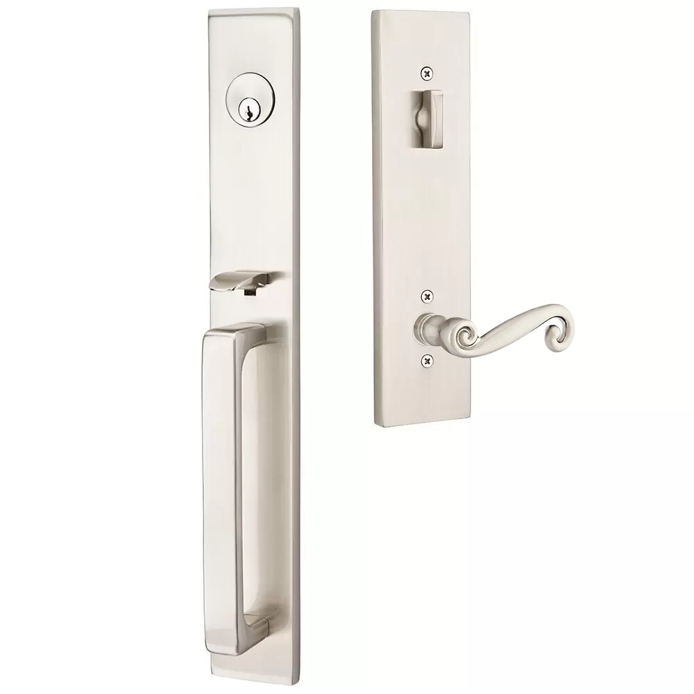 Emtek Lausanne Tubular Entryset Full Length with Rustic Lever