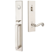 Emtek Lausanne Tubular Entryset Full Length with Rustic Lever