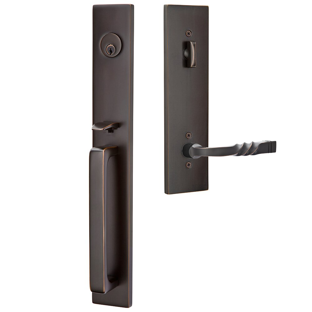 Emtek Lausanne Tubular Entryset Full Length with Santa Fe Lever