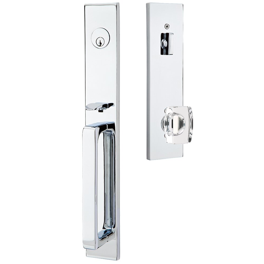 Emtek Lausanne Tubular Entryset Full Length with Windsor Glass Knob